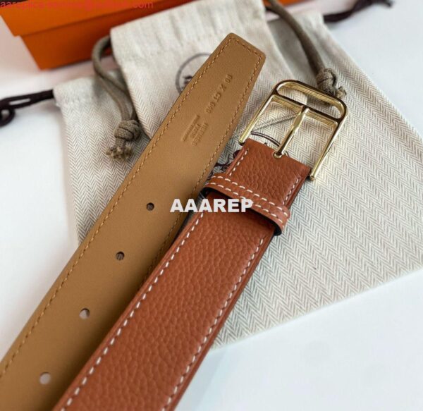 Replica Hermes Romain 35MM Belt in Gold Clemence Leather 4