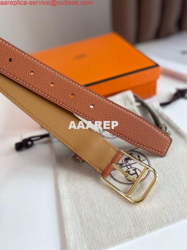 Replica Hermes Romain 35MM Belt in Gold Clemence Leather 5