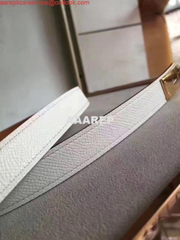 Replica Hermes Kelly 18 Belt In White Epsom Leather 3