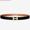 Replica Hermes Mini Constance 24mm Reversible Belt Black/Orange 2