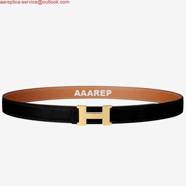 Replica Hermes Mini Constance 24mm Reversible Belt Black/Gold