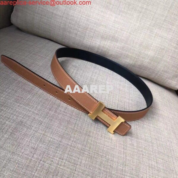 Replica Hermes Mini Constance 24mm Reversible Belt Black/Gold 2