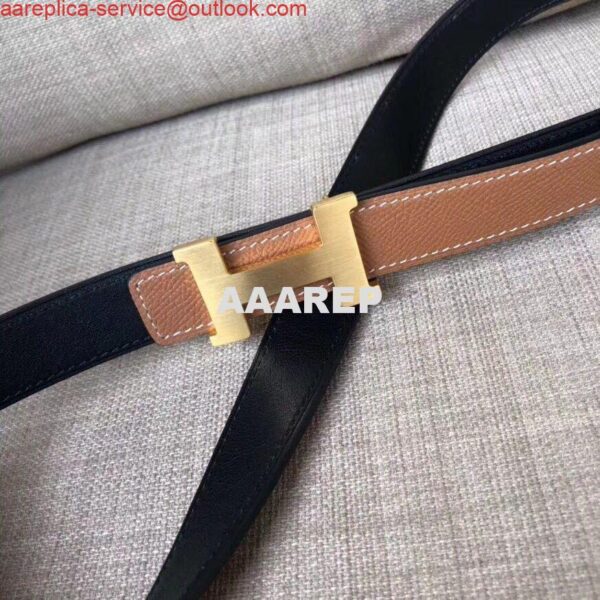 Replica Hermes Mini Constance 24mm Reversible Belt Black/Gold 4