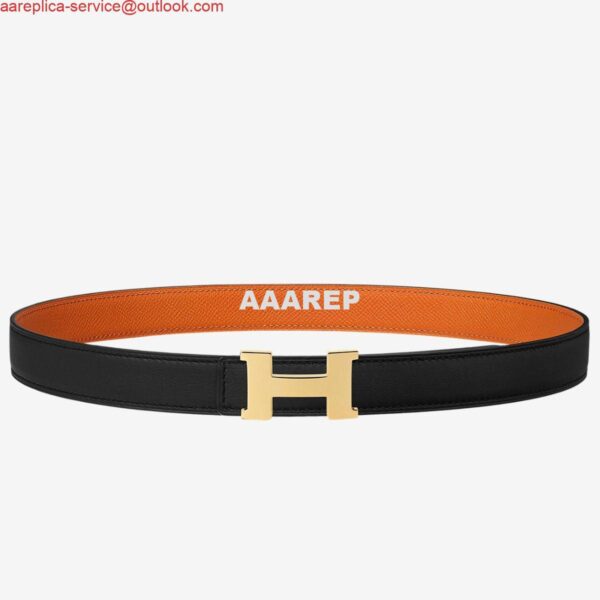 Replica Hermes Mini Constance 24mm Reversible Belt Black/Orange