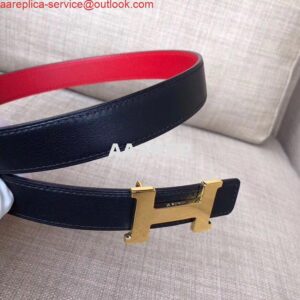 Replica Hermes Mini Constance 24mm Reversible Belt Black/Red 2