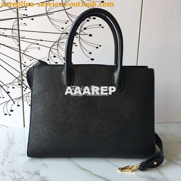 Replica Prada Bibliothèque Saffiano Leather Bag 1BA153 Black 5