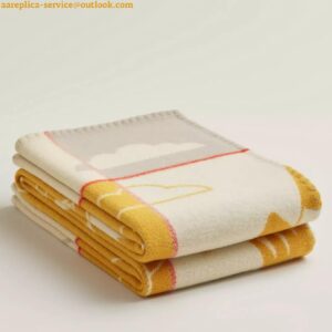 Replica Hermes Avalon Epopee Blanket in Jaune Wool and Cashmere