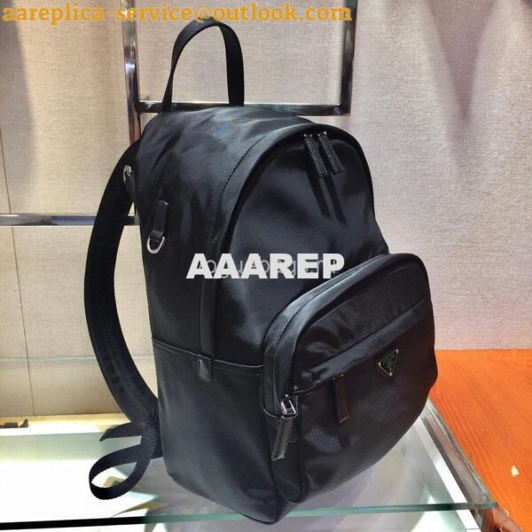 Replica Prada 2V066 Tessuto Zainetto Nylon And Leather Backpack in Black 4