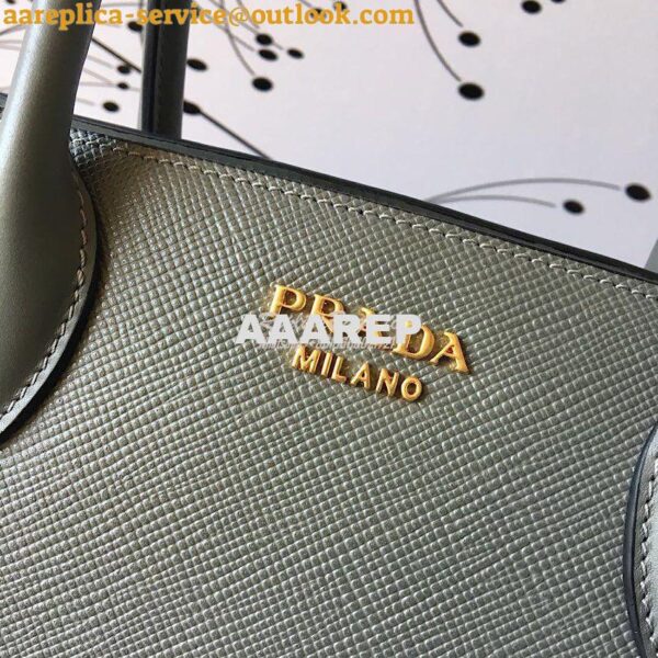 Replica Prada Bibliothèque Saffiano Leather Bag 1BA153 Grey 3