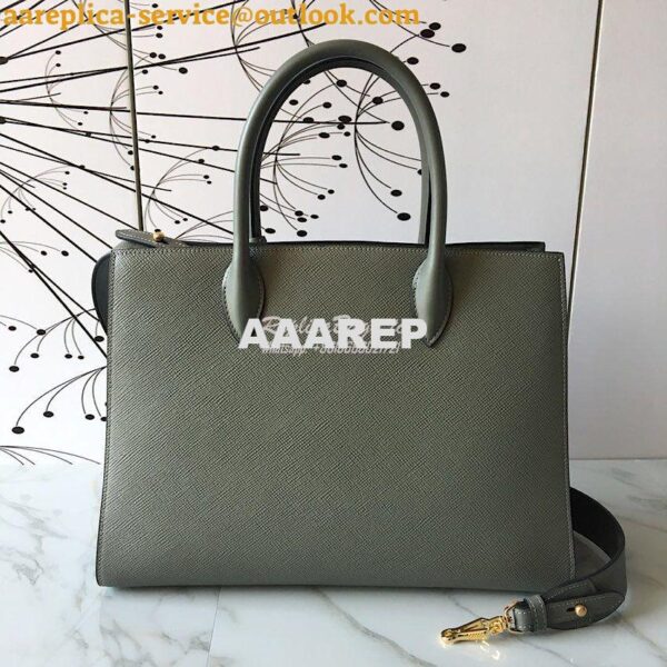 Replica Prada Bibliothèque Saffiano Leather Bag 1BA153 Grey 4