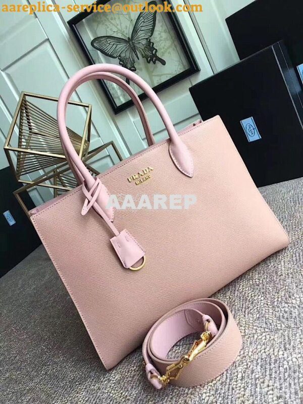 Replica Prada Bibliothèque Saffiano Leather Bag 1BA153 Pink 3