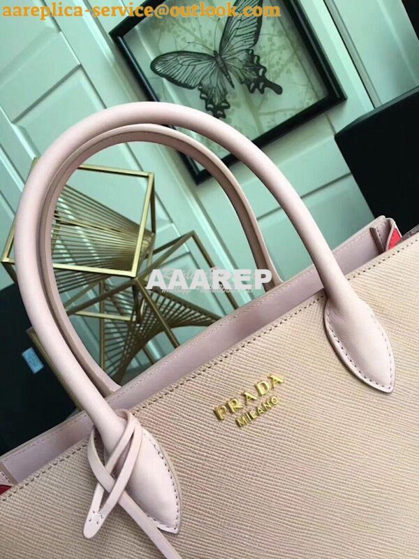 Replica Prada Bibliothèque Saffiano Leather Bag 1BA153 Pink 5