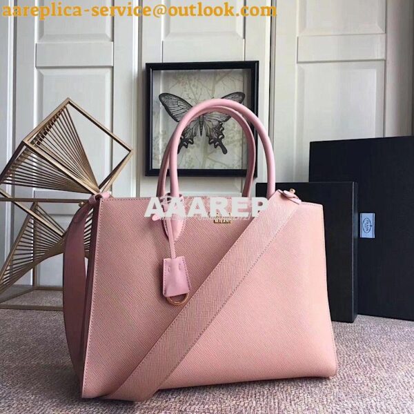Replica Prada Bibliothèque Saffiano Leather Bag 1BA153 Pink 6
