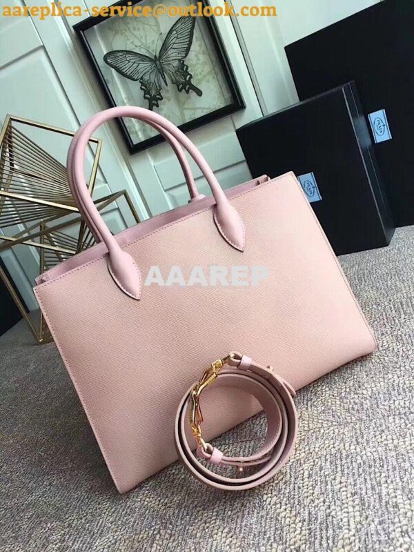 Replica Prada Bibliothèque Saffiano Leather Bag 1BA153 Pink 8