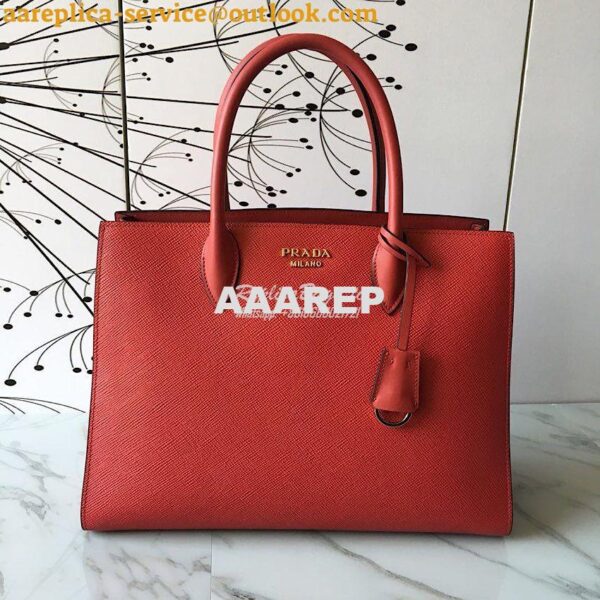 Replica Prada Bibliothèque Saffiano Leather Bag 1BA153 Red 2