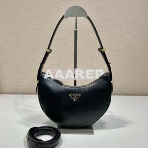 Replica Prada Black Leather Moon shoulder bag 1BC194