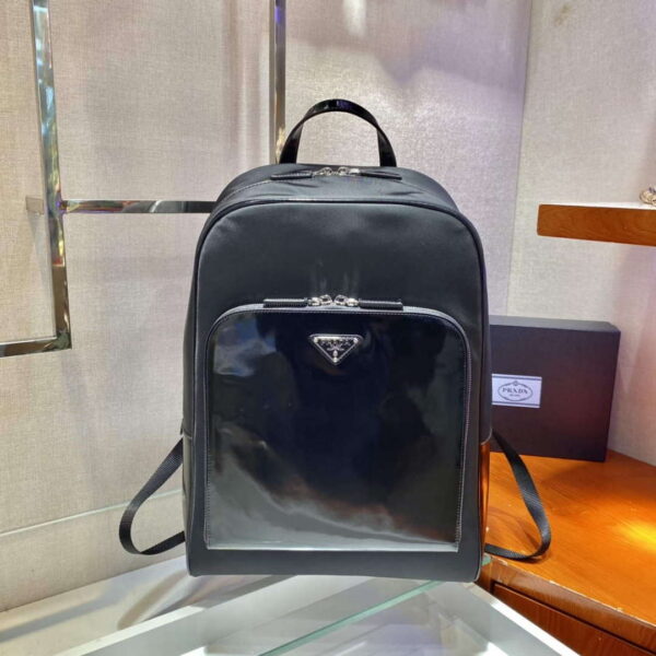 Replica Prada 2VZ084 Re-Nylon and Leather Backpack Black 3