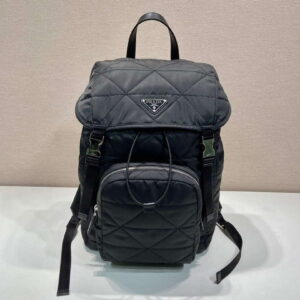 Replica Prada 2VZ135 Re-Nylon Padded Backpack With Hood Black