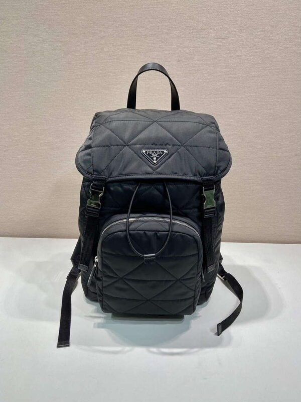 Replica Prada 2VZ135 Re-Nylon Padded Backpack With Hood Black 3