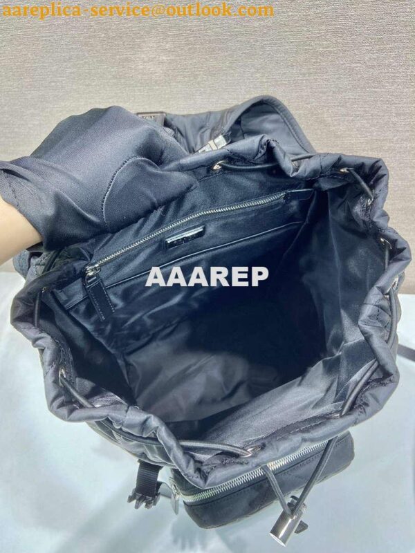 Replica Prada 2VZ135 Re-Nylon Padded Backpack With Hood Black 9