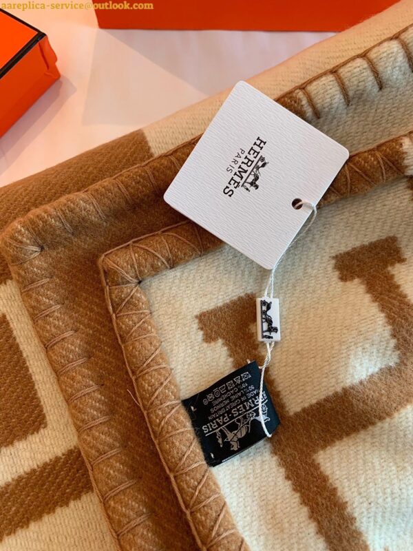 Replica Hermes Avalon Throw Blanket in Camel Wool and Cashmere 5