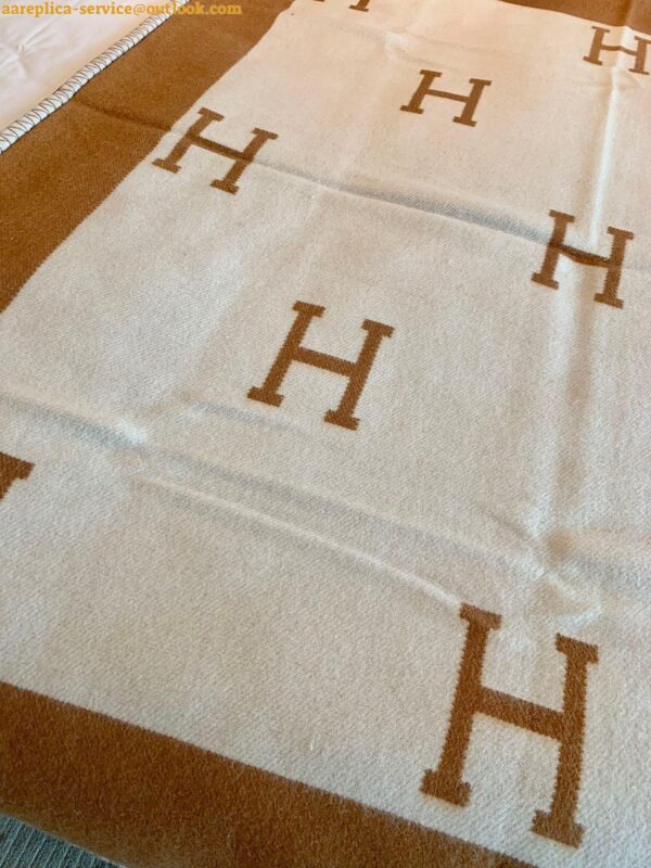 Replica Hermes Avalon Throw Blanket in Camel Wool and Cashmere 7