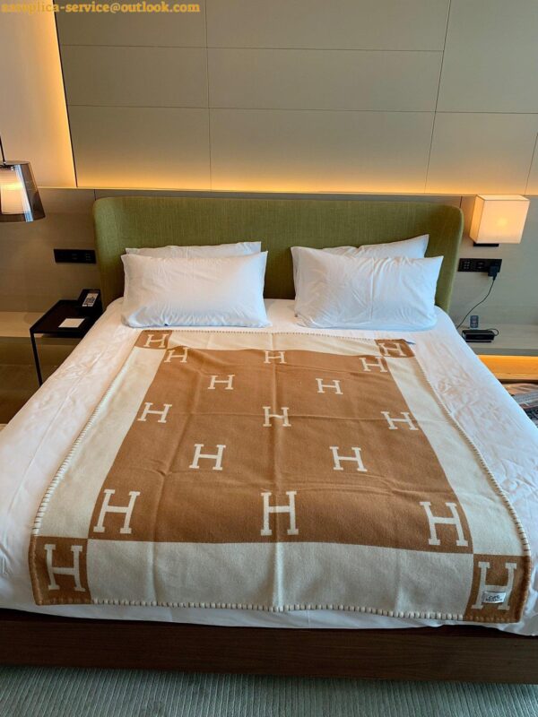 Replica Hermes Avalon Throw Blanket in Camel Wool and Cashmere 11