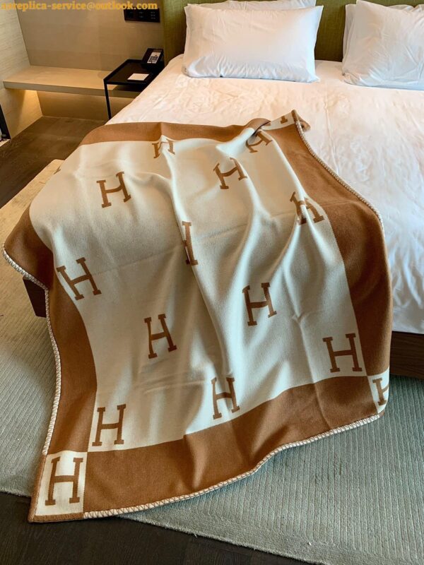 Replica Hermes Avalon Throw Blanket in Camel Wool and Cashmere 12