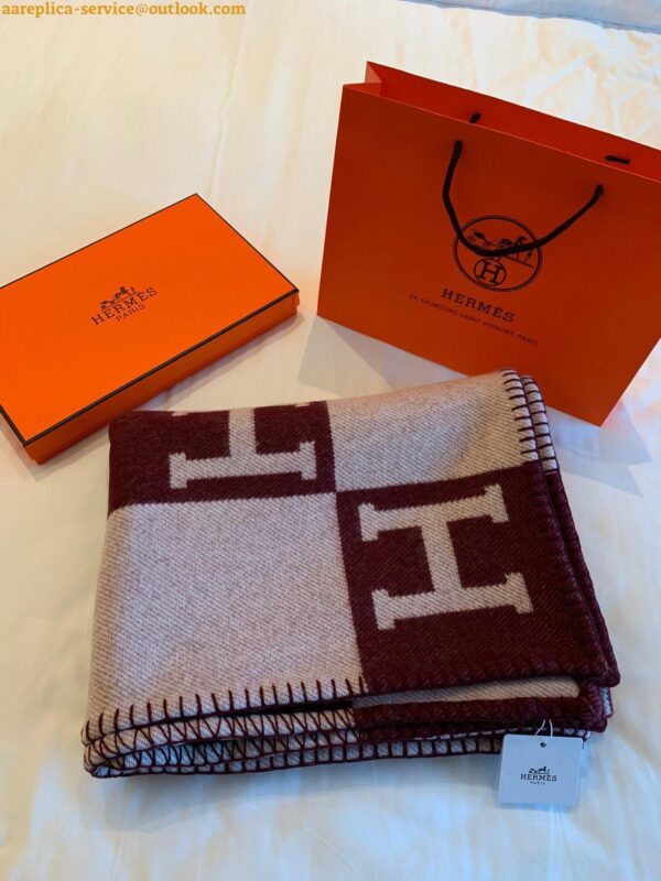 Replica Hermes Avalon Throw Blanket in Fuchsia Wool and Cashmere 4