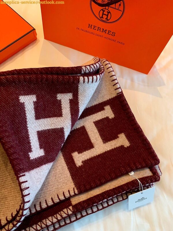 Replica Hermes Avalon Throw Blanket in Fuchsia Wool and Cashmere 6