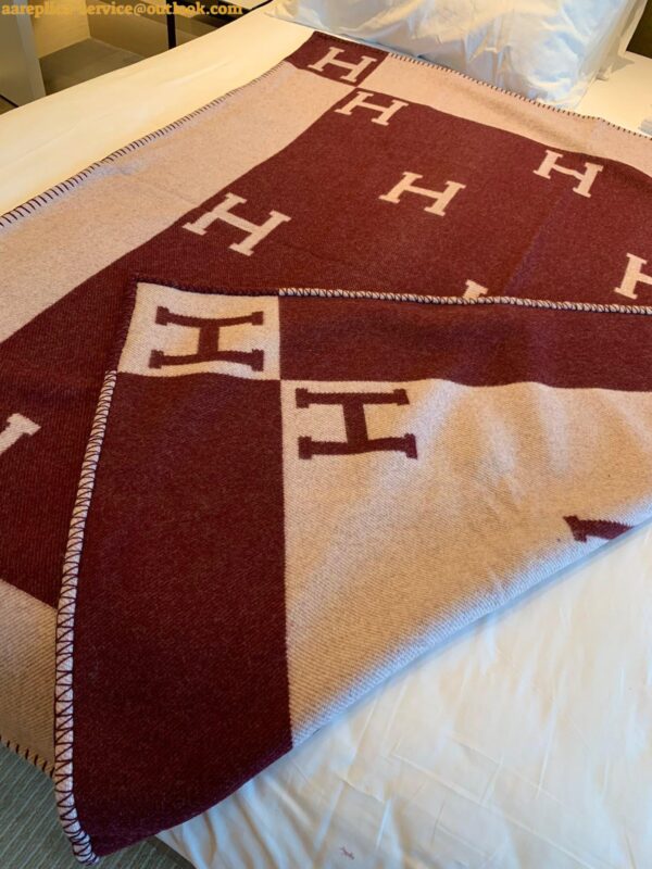 Replica Hermes Avalon Throw Blanket in Fuchsia Wool and Cashmere 8