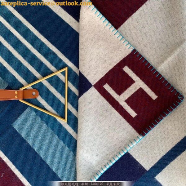 Replica Hermes Avalon Vibration Throw Blanket in Indigo Wool and Cashmere 7