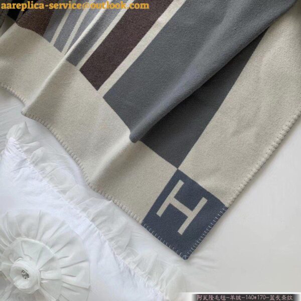 Replica Hermes Avalon Vibration Throw Blanket in Grey Wool and Cashmere 17