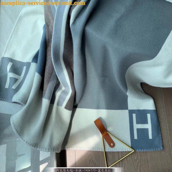 Replica Hermes Avalon Vibration Throw Blanket in Grey Wool and Cashmere 18