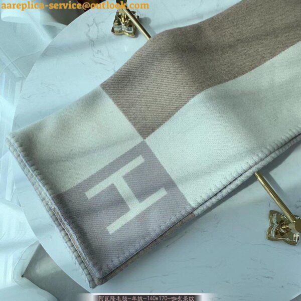 Replica Hermes Avalon Vibration Throw Blanket in Naturel Wool and Cashmere 5