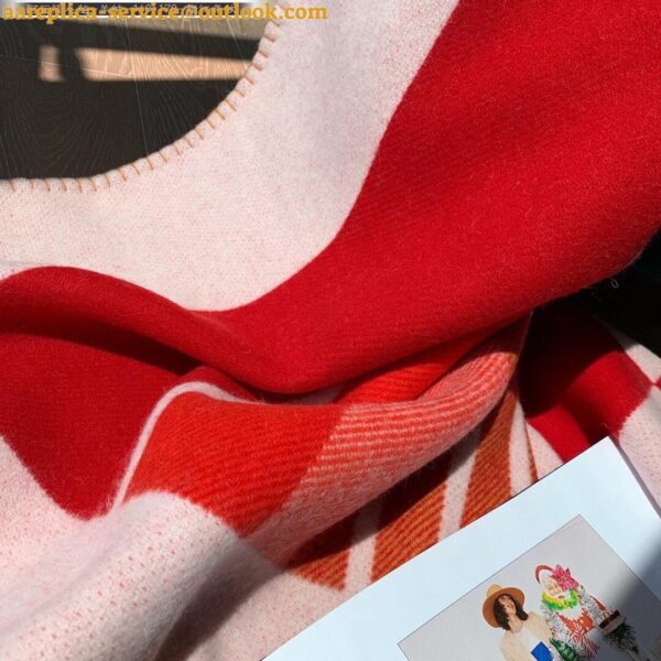 Replica Hermes Avalon Vibration Throw Blanket in Red Wool and Cashmere 11