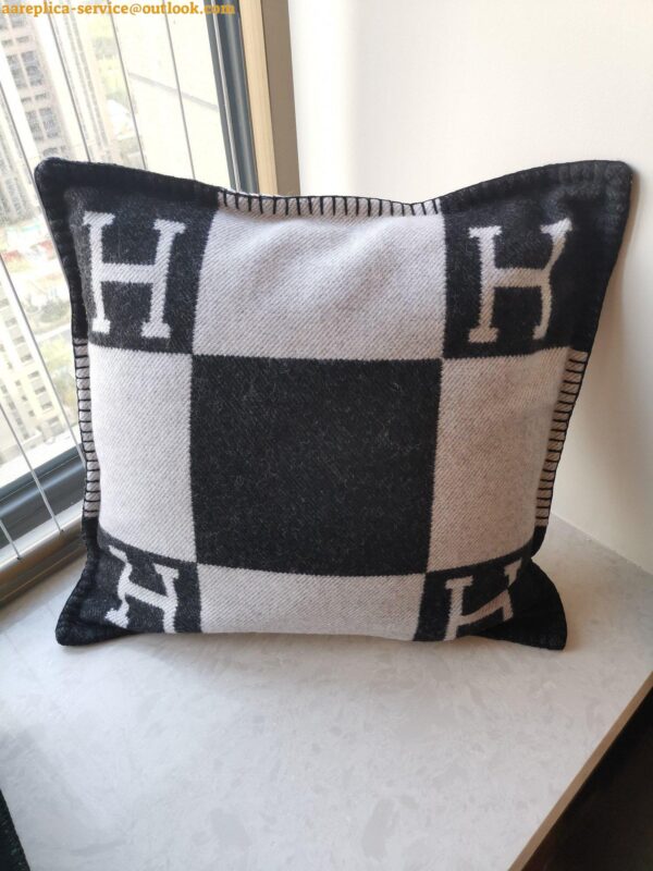 Replica Hermes Black Small Avalon Pillow Cover 5