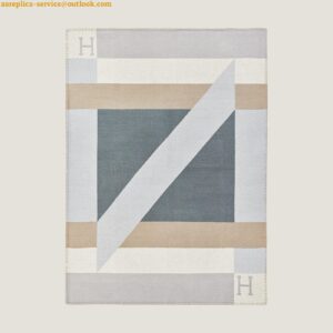 Replica Hermes H Drapeau Blanket in Acier and Perle Cashmere