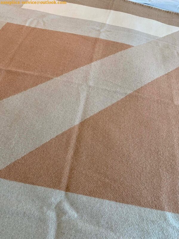 Replica Hermes H Drapeau Blanket in Naturel and Grege Cashmere 6