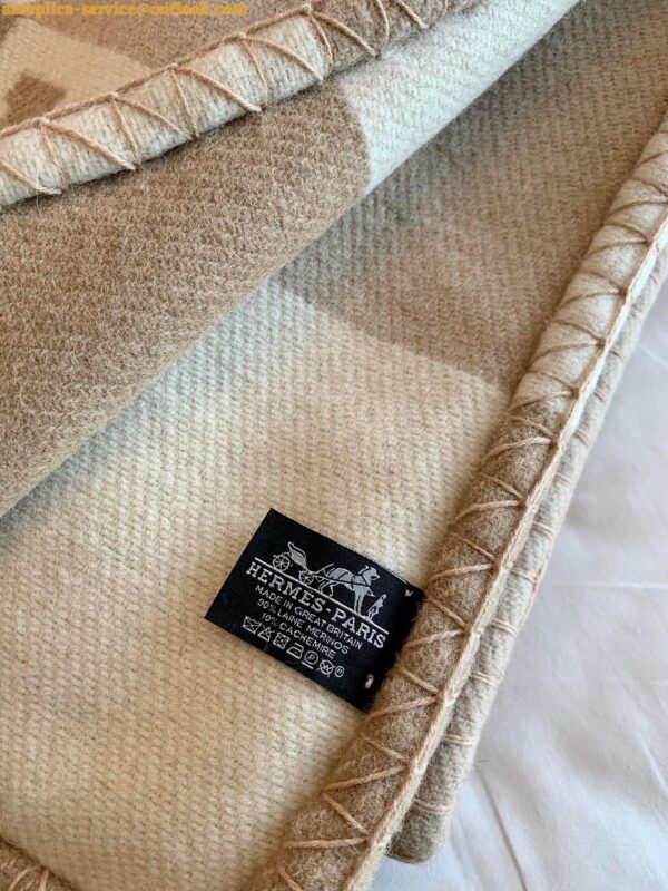 Replica Hermes H Drapeau Blanket in Naturel and Grege Cashmere 7