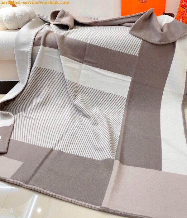 Replica Hermes H Riviera Blanket in Beige Wool and Cashmere 6