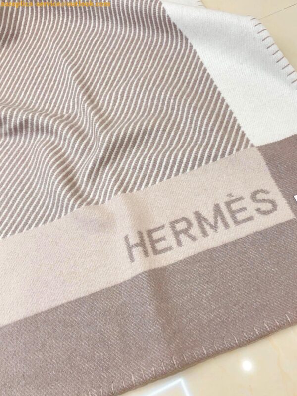 Replica Hermes H Riviera Blanket in Beige Wool and Cashmere 7