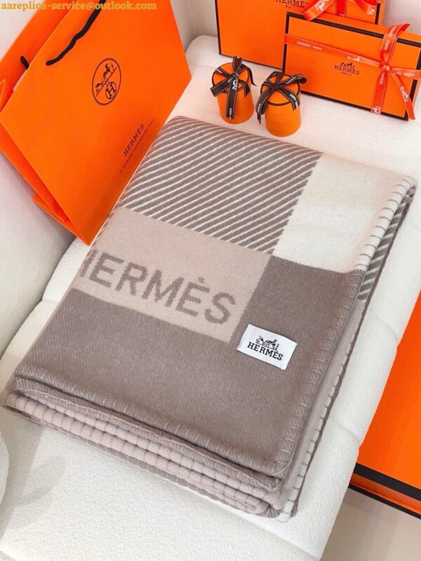 Replica Hermes H Riviera Blanket in Beige Wool and Cashmere 9