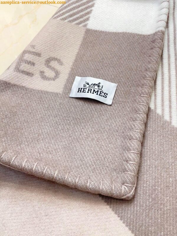 Replica Hermes H Riviera Blanket in Beige Wool and Cashmere 10