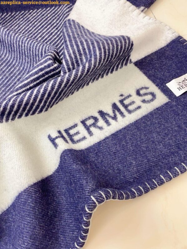 Replica Hermes H Riviera Blanket in Marine Wool and Cashmere 4