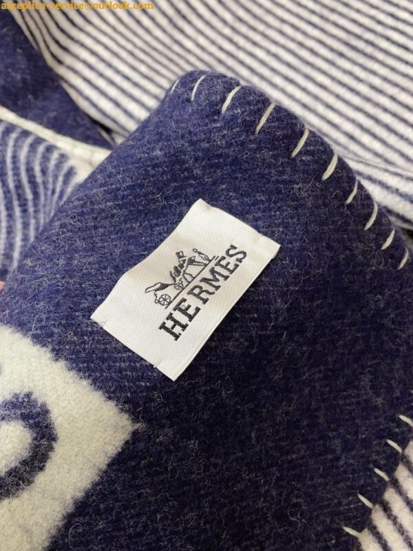 Replica Hermes H Riviera Blanket in Marine Wool and Cashmere 8