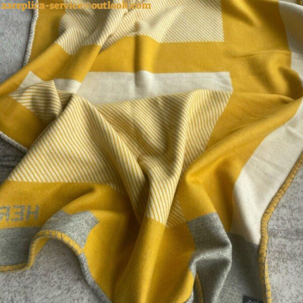 Replica Hermes H Riviera Blanket in Yellow Wool and Cashmere 7