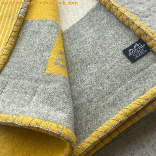 Replica Hermes H Riviera Blanket in Yellow Wool and Cashmere 10