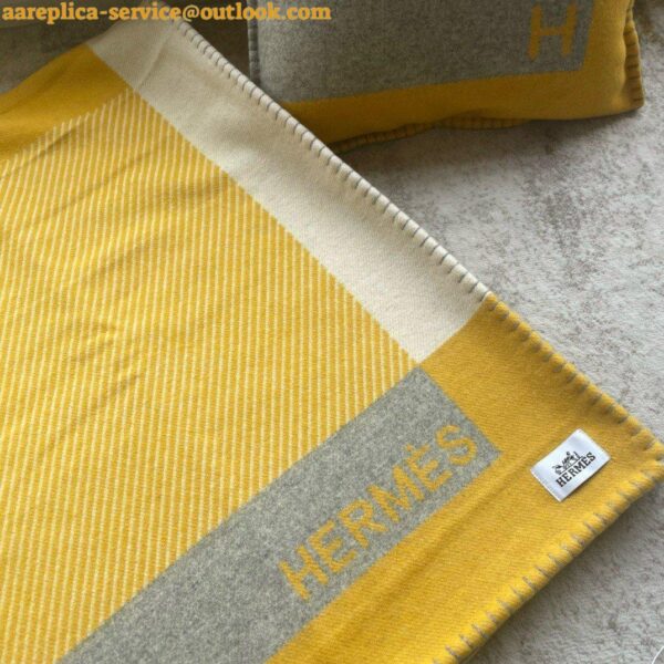 Replica Hermes H Riviera Blanket in Yellow Wool and Cashmere 11