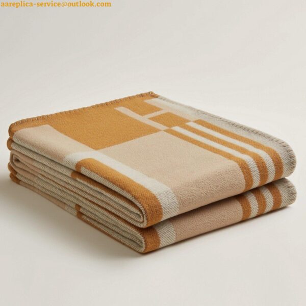 Replica Hermes Ithaque Blanket in Beige Wool and Cashmere 3